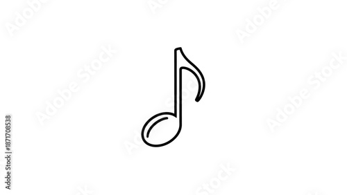 Simple black outline music eighth note icon, isolated white background.