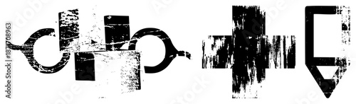 Grunge Styled Clip Art with Distressed Textures