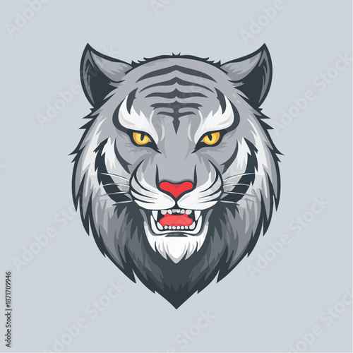 Powerful Graphic Depiction of a Fierce Roaring Tiger Head Emblem Design