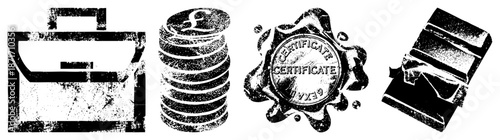 Business Briefcase, Pound Coins, Certificate Seal, and Chocolate Bar