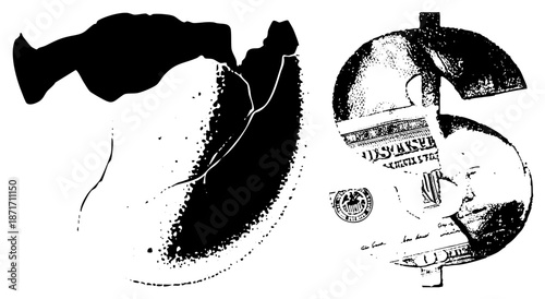 Stomach and Dollar Bill Forming Dollar Sign Symbol