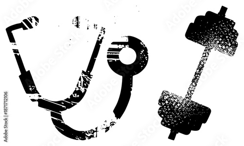 Medical Stethoscope and Dumbbell Symbolizing Health Fitness
