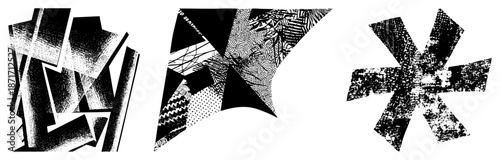 Abstract Geometric with Halftone Textures and Grunge Effects