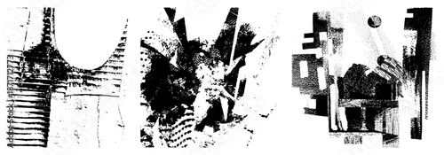 Abstract Geometric Forms in High Contrast Halftone