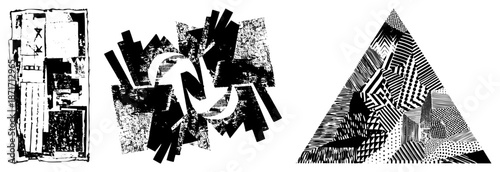 Abstract Geometric in Black and White Vector Art