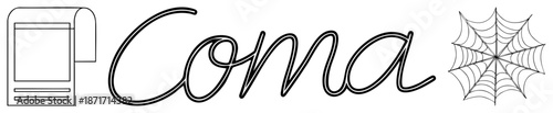 Elegant "Coma" Script Logo with Printer and Spiderweb