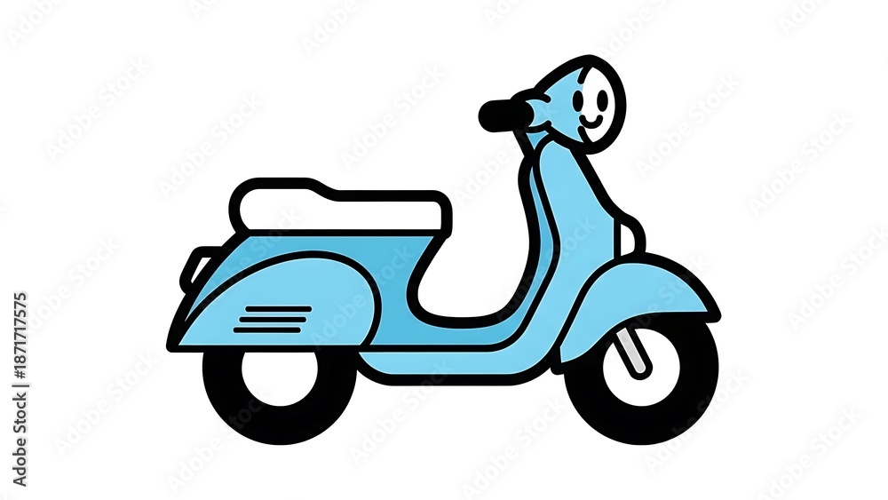 Obraz premium Vintage Style Blue Scooter Illustration.