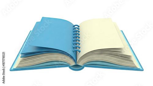 Open Blue Spiral Bound Book
