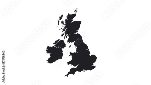 Detailed political map of the United Kingdom with administrative divisions on an isolated white background.