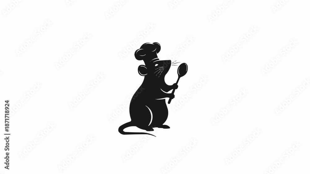 Photography vector silhouette of a chef rat