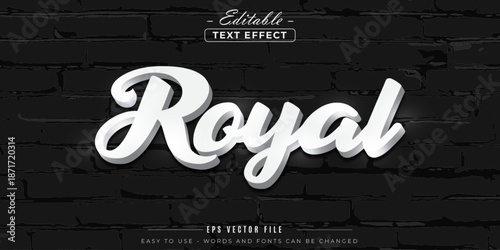 Elegant royal white, editable text effect.