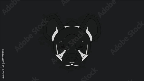 Minimalist panda face silhouette, perfect for logo design or artistic projects, elegant and modern.