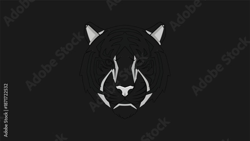 Silhouette of a panthers face, a striking monochrome design, perfect for branding.