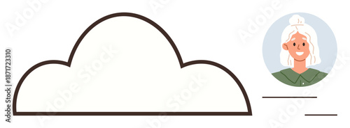 Cloud storage, user identification, data management, technology, online services, account access. A cloud icon linked to a user profile image. Cloud storage and user identification concepts