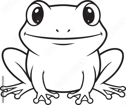 Simple black and white cartoon frog amphibian outline