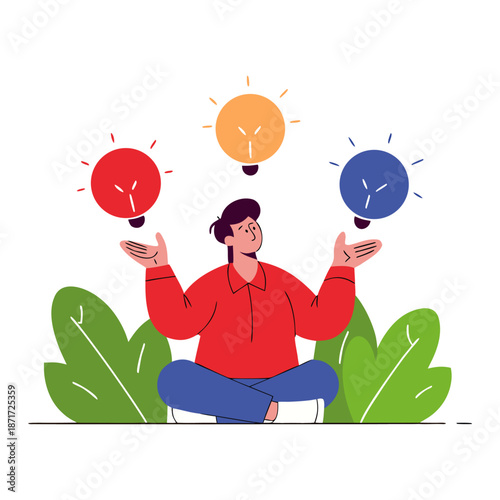 Multitasking and Work Life Balance Flat Illustration ai