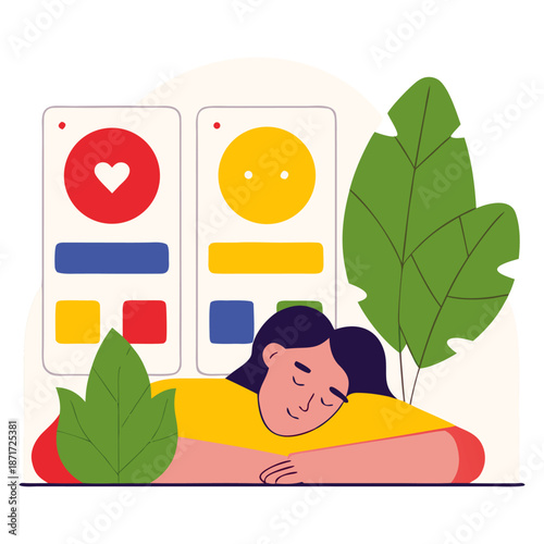 Digital Detox and Rest Concept Flat Illustration ai