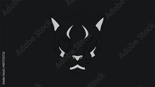 Elegant silhouette of a panthers face, showcasing its majestic features in stark contrast.