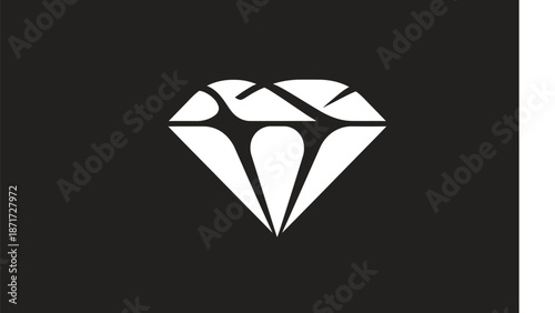 Stylized White Diamond Illustration on Dark Background.