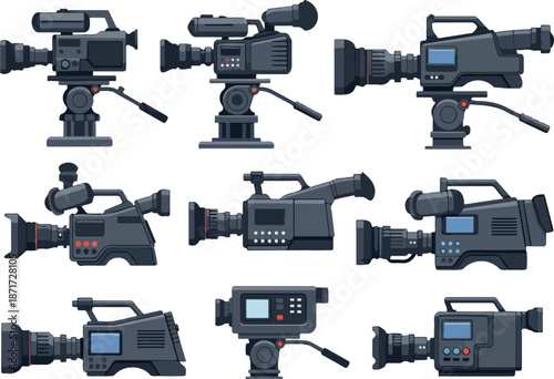 Collection of Camcorders Professional Filming Equipment