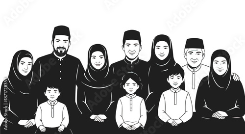 Muslim family portrait in traditional clothing