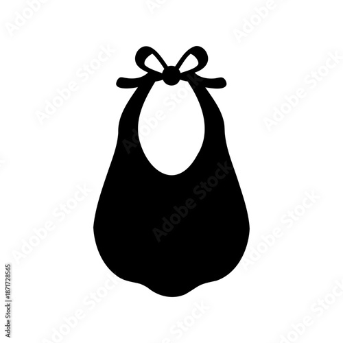 A minimalist silhouette of a baby bib with a bow for keeping clothes clean