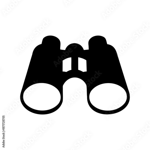 Simple black binoculars silhouette on a white background, for distance viewing