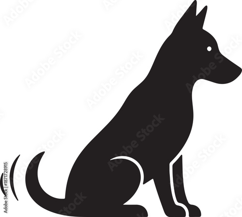 30 Black Solid Silhouettes: Sitting Dog