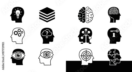 Black and white human head icons.