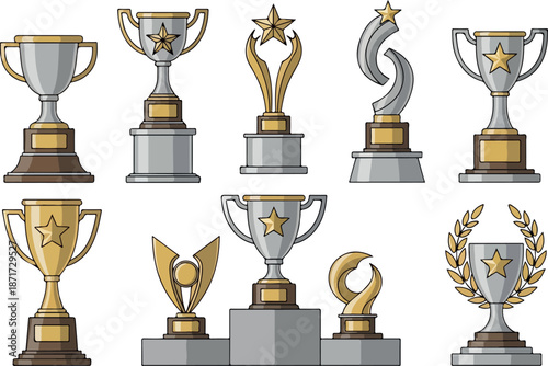 Collection of Various Styles of Prize Trophies and Awards