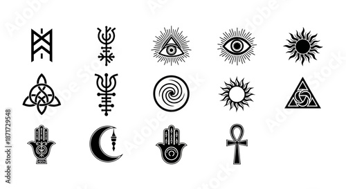 Collection of ancient mystical symbols.
