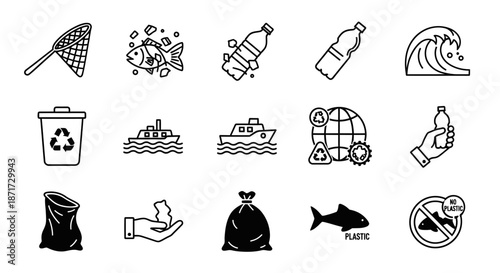 Recycling and pollution icons set.