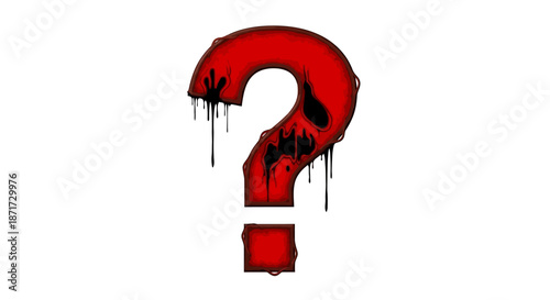 Red question mark symbol graffiti style.
