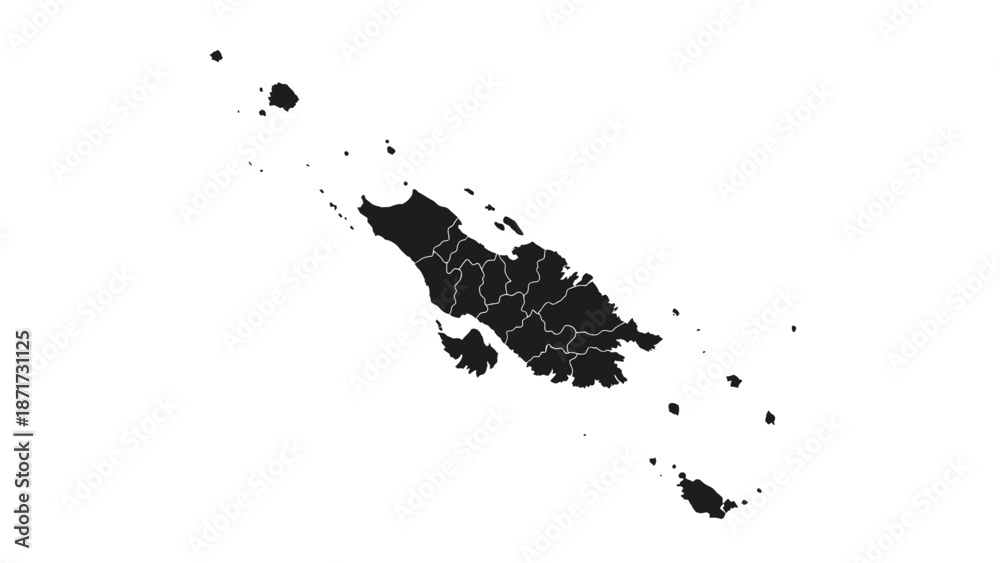 Obraz premium Philippines Outline Map with Regions and Provinces on Isolated White Background