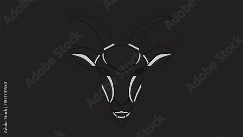 Minimalist bull head outline, a striking artistic representation on dark background.