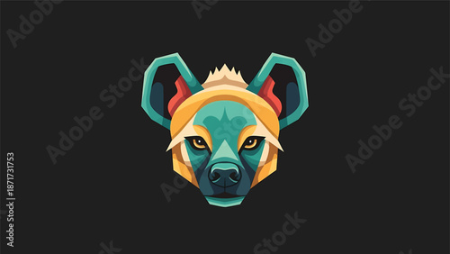 Geometric Hyena Portrait - A Colorful and Striking Digital Illustration.