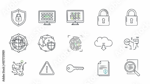 Cybersecurity Icons Collection Digital Security Concepts.