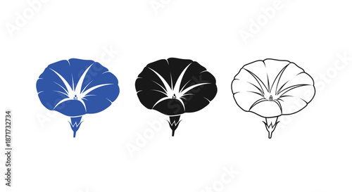 Minimalist illustration set of morning glory silhouettes, Symbolizing freshness and simplicity, flat vector design illustration.