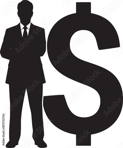 30 Black Solid Silhouettes: Next to Dollar Sign