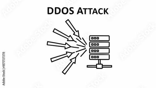 DDoS Attack Illustration Representing Cyber Threat.
