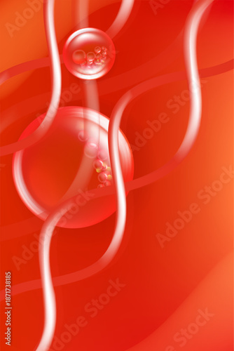 Hyaluronic acid and Niacinamide skin solutions ad, red collagen serum drops with cosmetic advertising background ready to use, illustration vector.