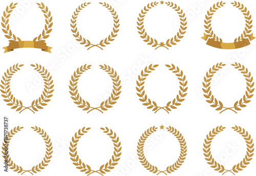 Golden Laurel Wreath Set for Success and Achievement