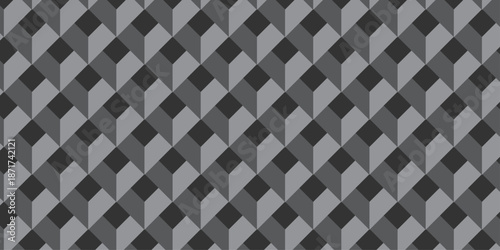 Vector decoration white and gray seamless material pattern with square cubic and cube design. Geometric pattern illustration mosaic .