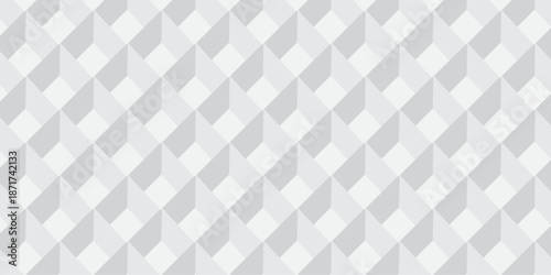 Vector decoration white and gray seamless material pattern with square cubic and cube design. Geometric pattern illustration mosaic .