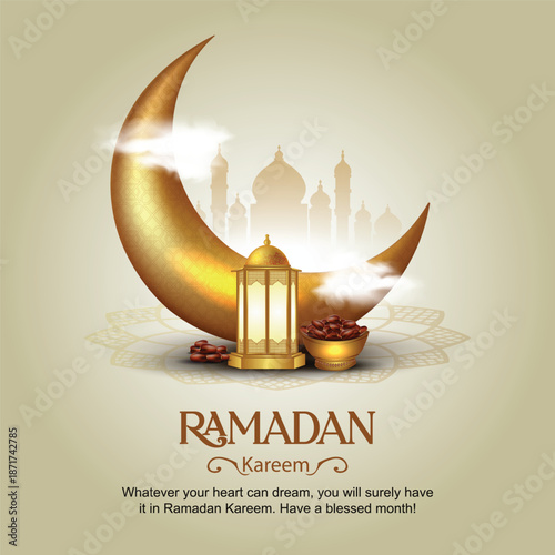 Eid mubarak and Ramadan Kareem art greetings with mosque background. abstract vector illustration design.