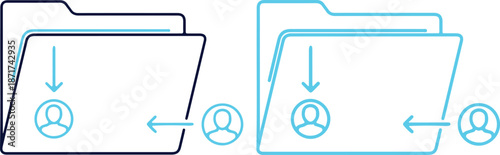 Vector illustration of file sharing and synchronization between two folders