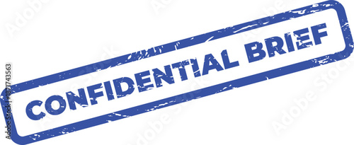 Blue confidential brief rubber stamp with grunge effect on white background