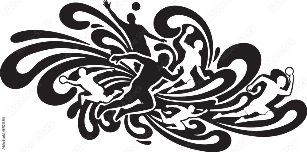 Fototapeta premium Stylized dancer in abstract floral design vector illustration