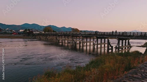 京都の秋 嵐山の紅葉景色