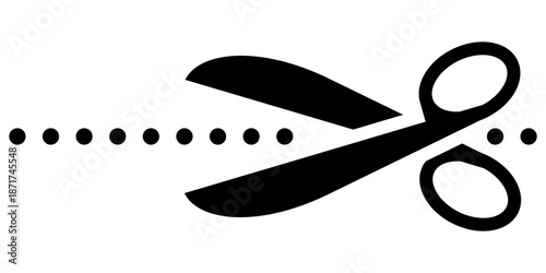 Cut Here black icon isolated on white background. 